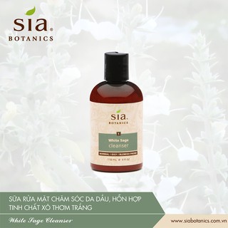 SỮA RỬA MẶT CHĂM SÓC DA DẦU, HỖN HỢP TINH CHẤT XÔ THƠM TRẮNG (WHITE SAGE CLEANSER) || SIABOTANICS