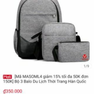 Bộ 3 Balo Du Lịch Thời Trang Hàn Quốc Cao Cấp VITAS VT247 CHÍNH HÃNG kì