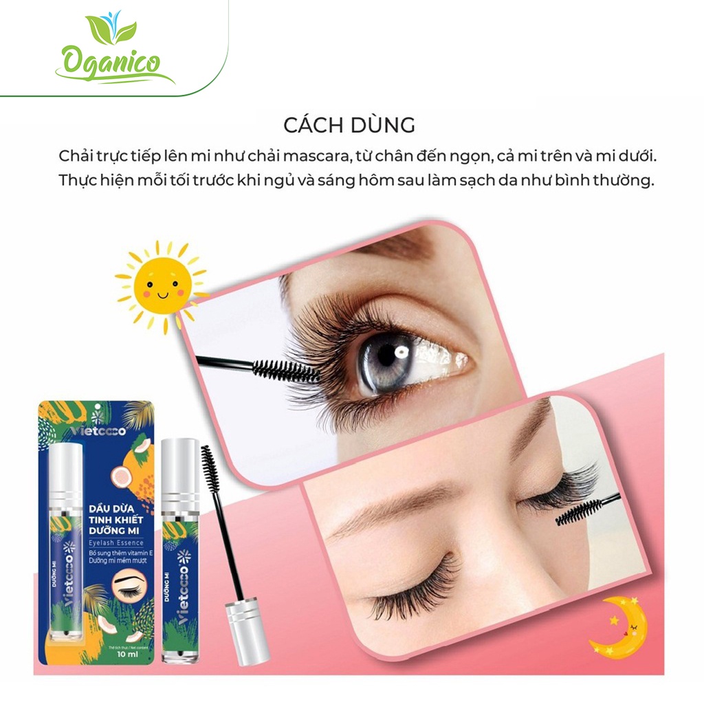 Mascara dầu dừa nguyên chất ép lạnh Vietcoco dưỡng dài và dày mi 10ml - Oganico