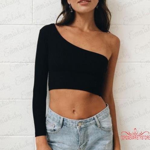 Áo crop top tay dài hở vai thời trang quyến rũ cho nữ Đẹp *