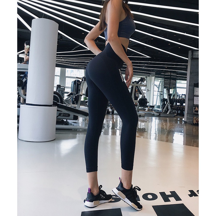 Quần legging thể thao nữ lửng dệt kim gen bụng tôn mông đồ tập gym nữ giá rẻ 2019