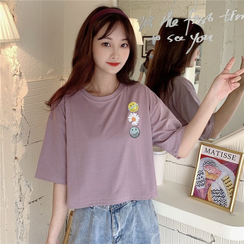 Áo Thun Cotton Ngắn Tay Dáng Rộng Phong Cách Hàn Quốc Dễ Phối Đồ Cho Nữ WT-TX-401