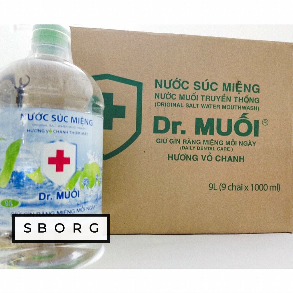 Nước muối súc miệng Dr muối chai 500ml từ muối biển tự nhiên giàu khoáng và nước ngầm vị chanh và muối SBORG