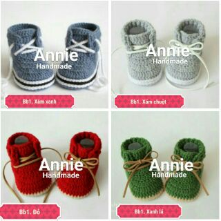 Giày len handmade cao cổ cho bé