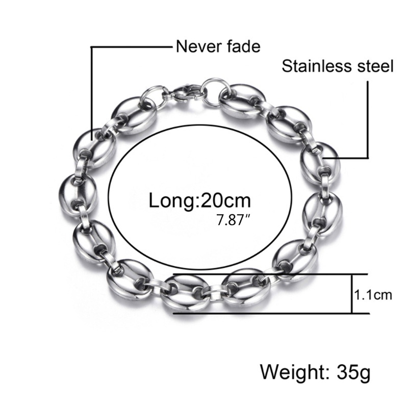 Dây Chuyền / Vòng Tay Hạt Cà Phê 11mm Bằng Thép Không Gỉ Phong Cách Hip Hop Thời Trang Cho Nam Và Nữ