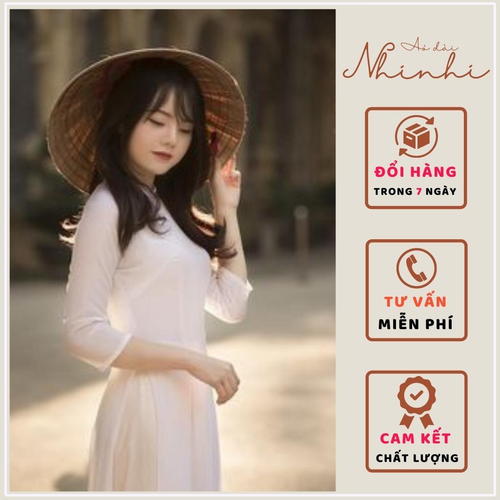 Áo dài trắng học sinh, áo dài đi học nữ NHINHI lụa Tây thi
