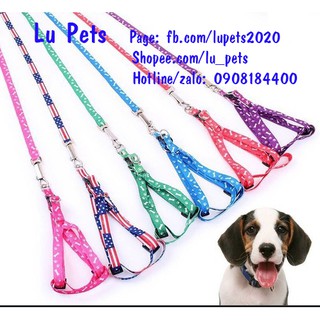 Dây dắt Chó Mèo - Dây dắt kèm yếm cho Chó Mèo- dây dắt cún đi dạo nhiều họa tiết ( Ảnh Thật )