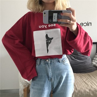 A77 Áo harajuku mèo con dễ thương