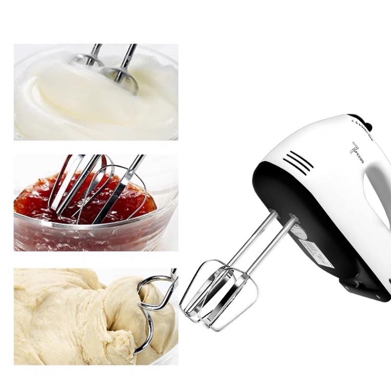 Máy đánh trứng cầm tay tiện lợi đánh kem sữa bọt bơ làm bánh làm đồ uống 7 tốc độ kèm 4 đầu que hỗ trợ