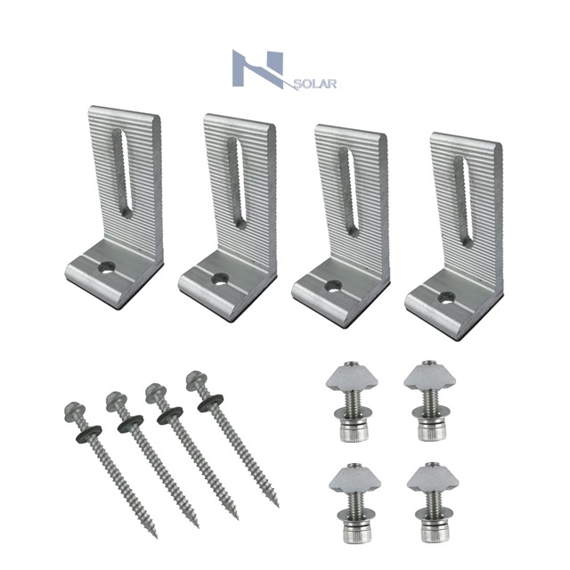 Chân L Bắn Mái Tôn Gắn Pin Năng Lượng Mặt Trời_Nhôm Cao Cấp AL6005-T5 Bền Theo Thời Gian bộ đầy đủ