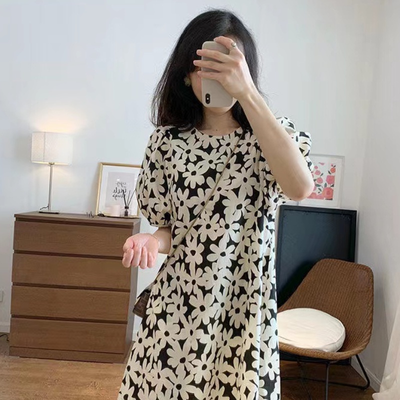 Đầm hoa PERTY tay phồng ngắn thiết kế mới thời trang mùa hè theo phong cách Hàn Quốc cho nữ