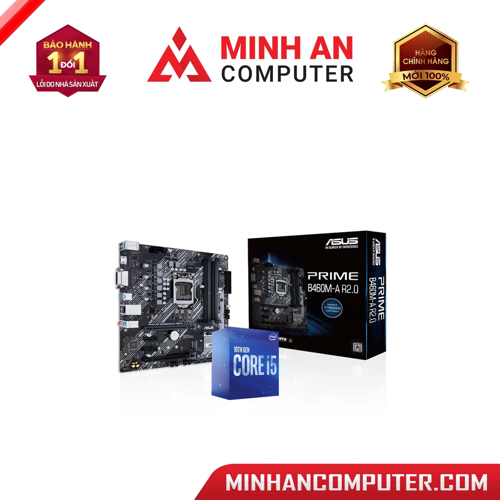 Combo Mainboard ASUS Prime B460M-A R2.0 + CPU INTEL Core i5 10400F (tặng kèm keo tản nhiệt Cooler Master Pro V2)