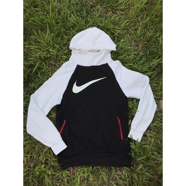 Áo Hoodie Nam hiệu Nike vintage 90s màu đen trắng biglogo size L ( 67 x 50 )