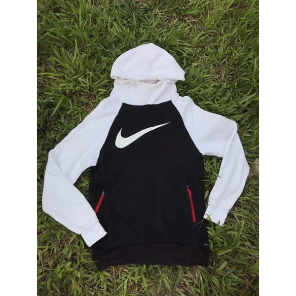 Áo Hoodie Nam hiệu Nike vintage 90s màu đen trắng biglogo size L