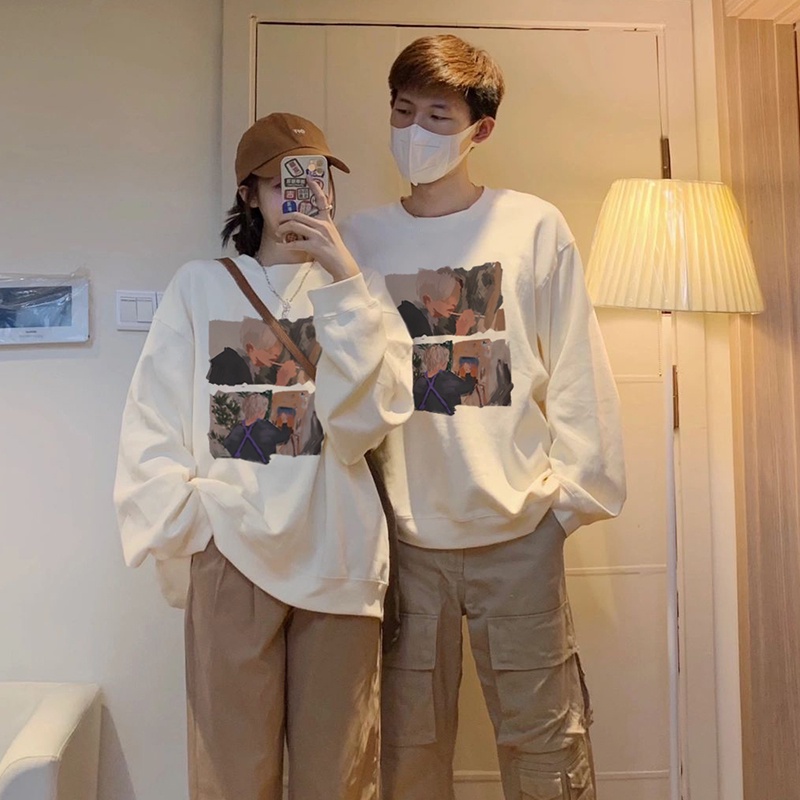 Áo sweater SELVZE dáng rộng chất liệu cotton cao cấp thời trang phong cách Mỹ cho cặp đôi