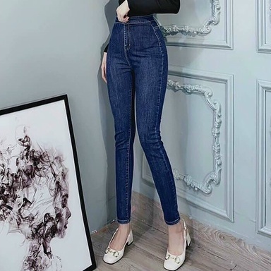 Quần Jean nữ đen trơn co giãn  ôm dáng siêu xinh, Quần bò nữ cạp cao kiểu thời trang Lady Fashion - MQ509