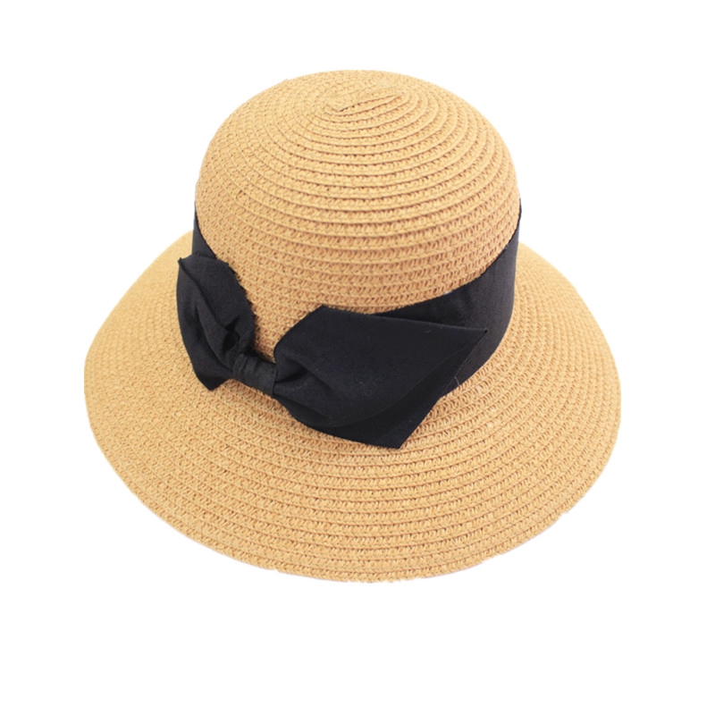 Beautiful fashion bow-tipped sedge hat for women