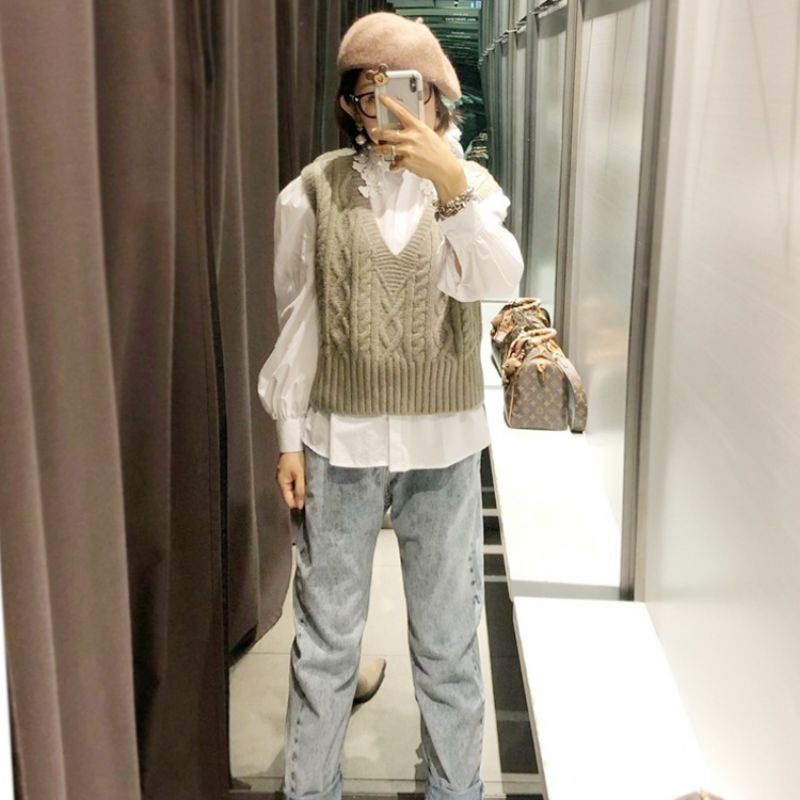 Áo gile len xoắn thừng ZR