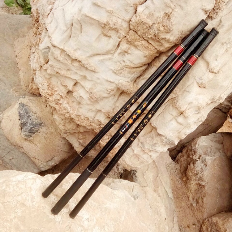 Cần câu tay, cần đơn thu gọn 62cm câu đơn rô phi, chép trắm trôi diếc giải trí - Shuailin- Đen viền đỏ