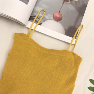 [SẴN] Áo 2 dây len mỏng xoắn ngực - ảnh thật
