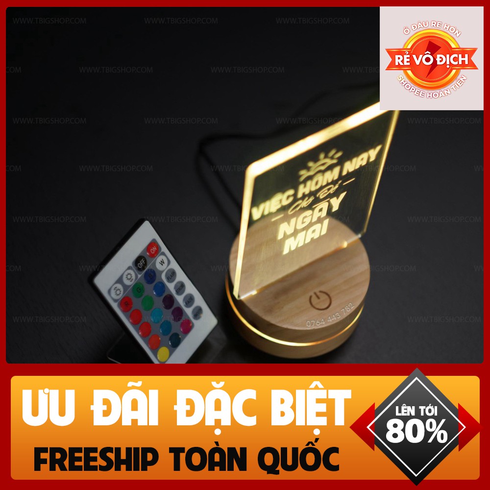 Quà tặng sinh nhật (đèn ngủ led để bàn)   [Việc hôm nay chớ để ngày mai]   khắc laser 3d