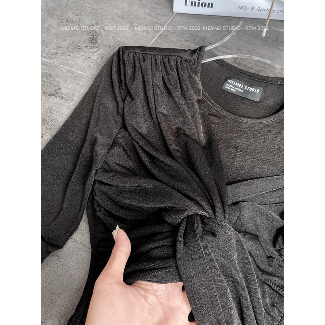 Áo thun Rosie dài tay nhũ xoắn ngực - Chất vải co giãn dáng ôm body tôn dáng | XTA08 | Meimei Studio