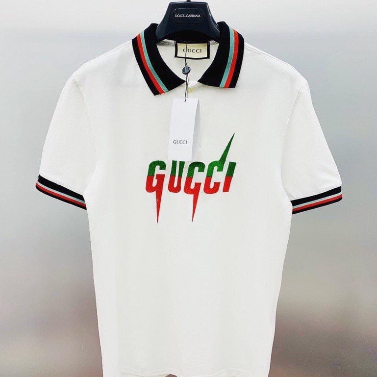 Áo Polo Tay Lỡ In Chữ GUCCI Phối Cổ , Tay Phong Cách Chất Liệu Da Cá Sấu Siêu Hot 2022.