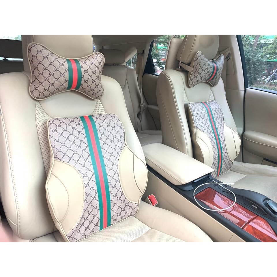 Gối Tựa Đầu Tựa Lưng Thời Trang Họa Tiết GC Chất Liệu Da Cao Cấp