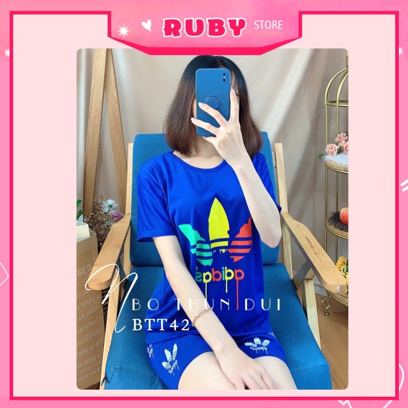 Set bộ nữ mặc nhà ❤️ Đồ bộ đùi thể thao chất thun mềm mịn Free Size Dưới 47KG ❤️ Rubystorevn