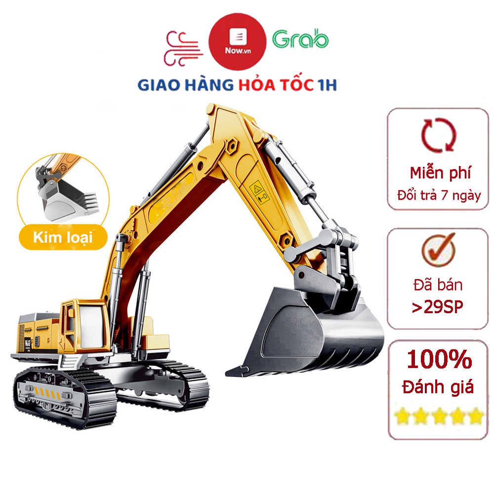 Đồ chơi mô hình xe xúc với gàu múc bằng kim loại, chắc chắn {phiên bản nâng cấp}