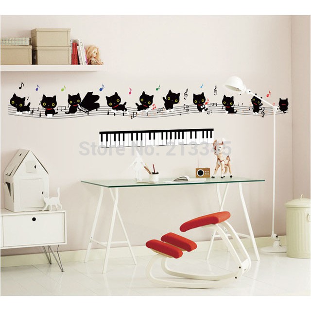 Miếng Dán Tường Hình Đàn Piano Ay7253 N, Kích Thước 50x70