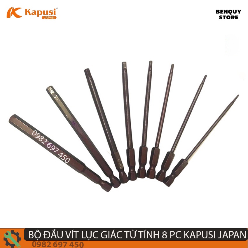 BỘ ĐẦU VÍT LỤC GIÁC TỪ TÍNH KAPUSI JAPAN - BỘ 8 LỤC GIÁC NÂU CÔNG NGHỆ NHẬT BẢN. DÙNG CHO CẢ MÁY KHOAN PIN VÀ KHOAN TAY.