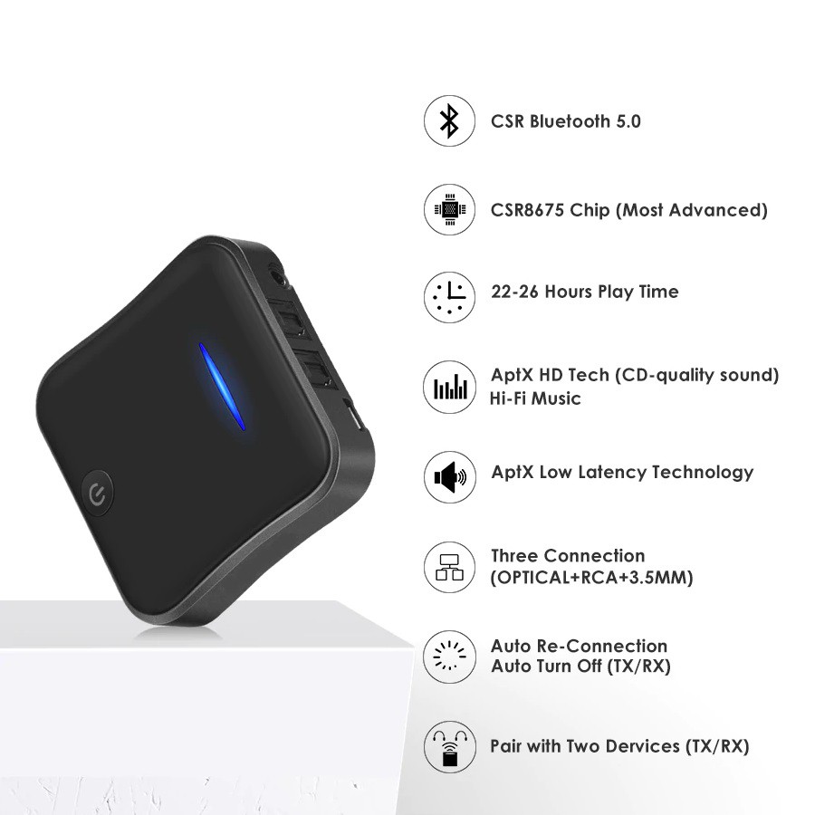 Thiết bị thu phát nhạc không dây Bluetooth 5.0 kết nối cổng Toslink/SPDIF - Bộ thu phát Bluetooth B-19