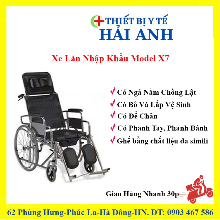Xe Lăn Tay Có Bô Và Ngả Nằm Nhập Khẩu Model X7