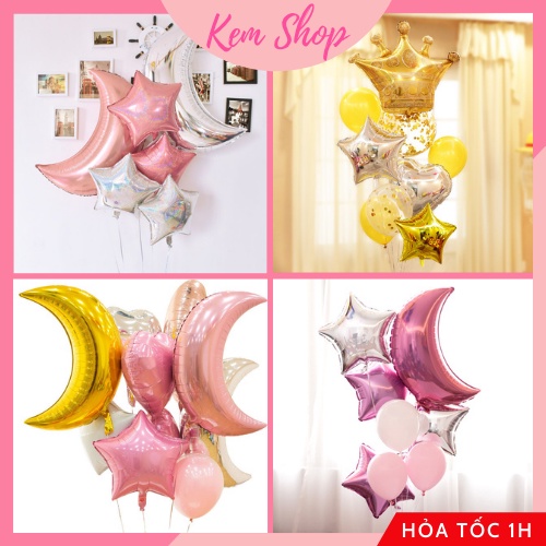 Set bóng mix mẫu trang trí sinh nhật sự kiện tông vàng hồng - K199