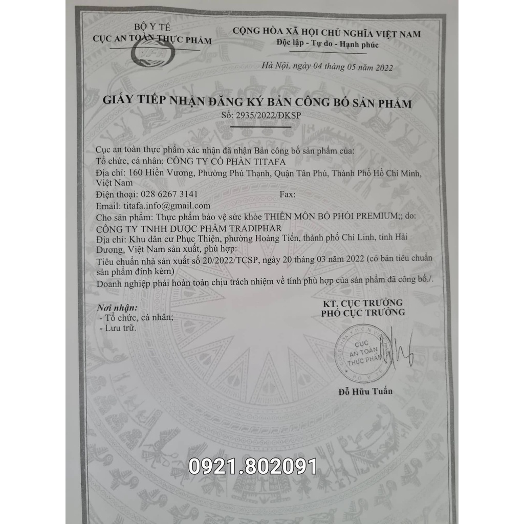 Thiên môn bổ phổi premium chai 280ml