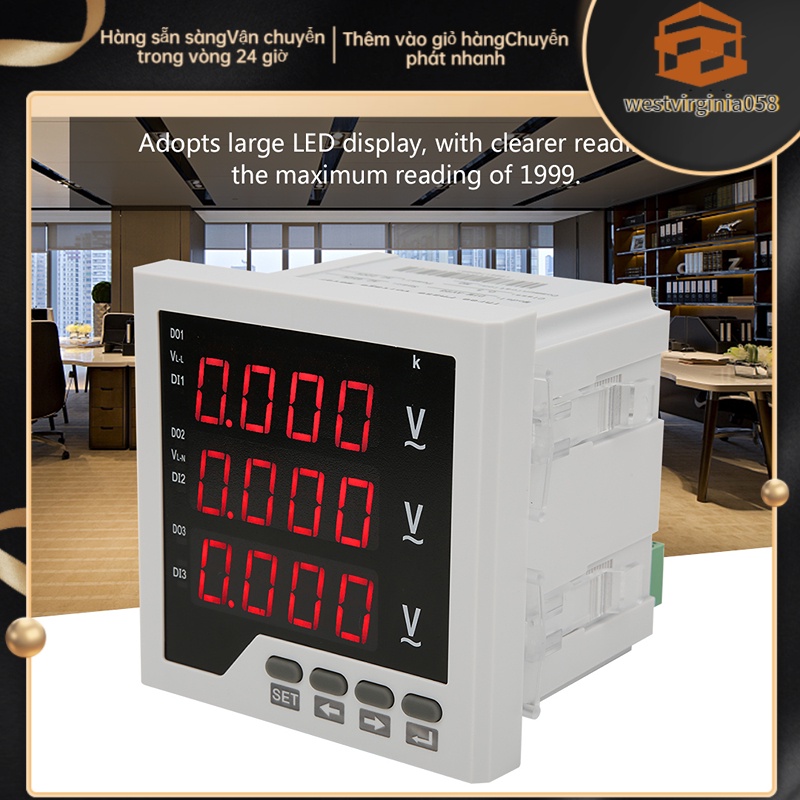 Có thể bán buôn DTM-AV96 Đồng hồ đo điện áp 3 pha có thể lập trình LED Hiển thị kỹ thuật số Vôn kế AC 450V Westvirginia058 Hàng giao ngay