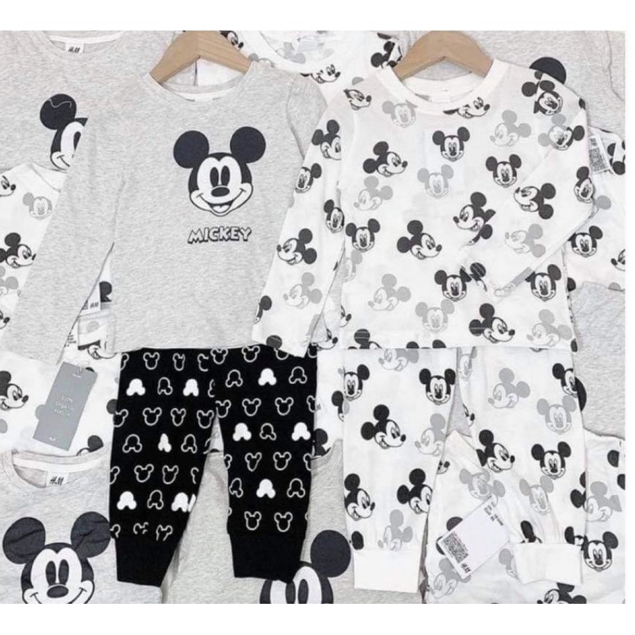 Bộ quần áo thu đông dài tay bé trai bé gái mickey