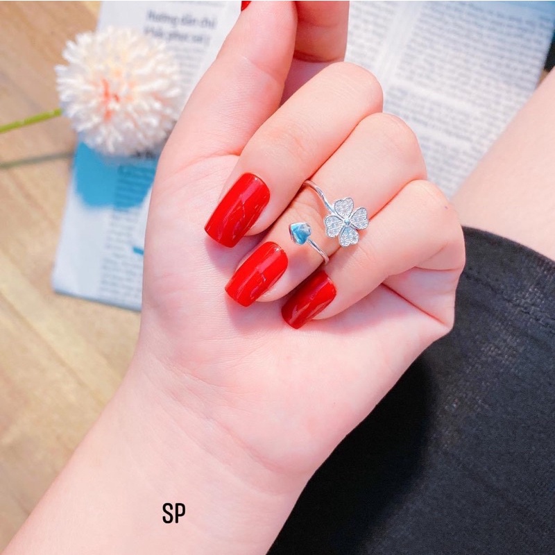 Nhẫn cỏ 4 lá may mắn - LINH'S MIU SILVER - Nhẫn nữ bạc ta