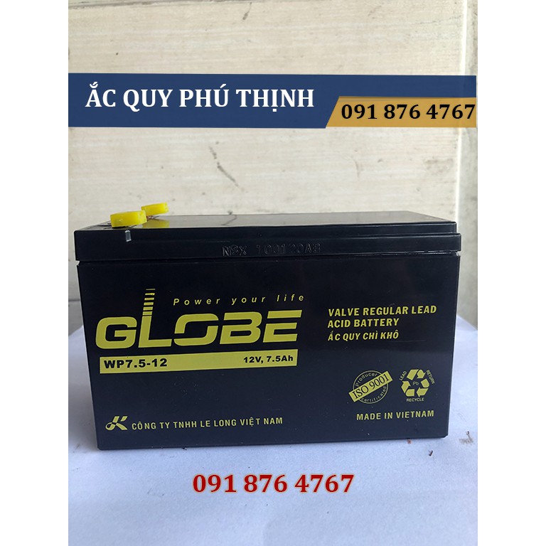 Ắc quy Khô dành cho UPS GLOBE 12V- 7.5Ah (WP7.5-12)