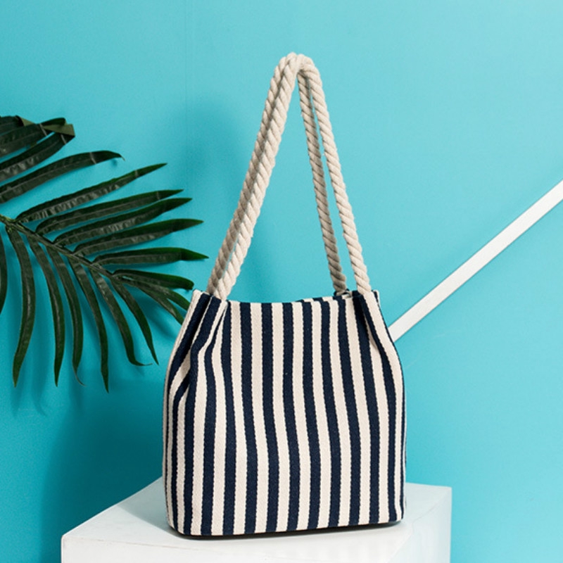 Túi Đeo Vai Bằng cotton In Họa Tiết Sọc Sáng Tạo Thời Trang Mùa Hè Phong Cách Âu Mỹ Dành Cho Bạn Nữ