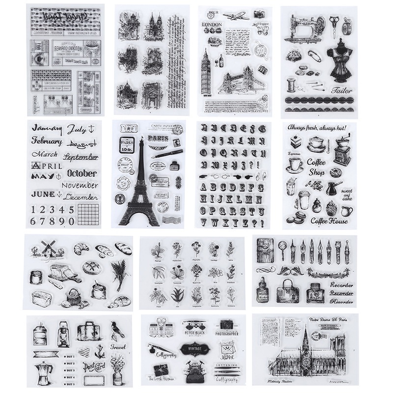 Con dấu silicon trong suốt trang trí sổ trang trí vintage diy chữ hoa hoa lá 20 mẫu xinh xinh