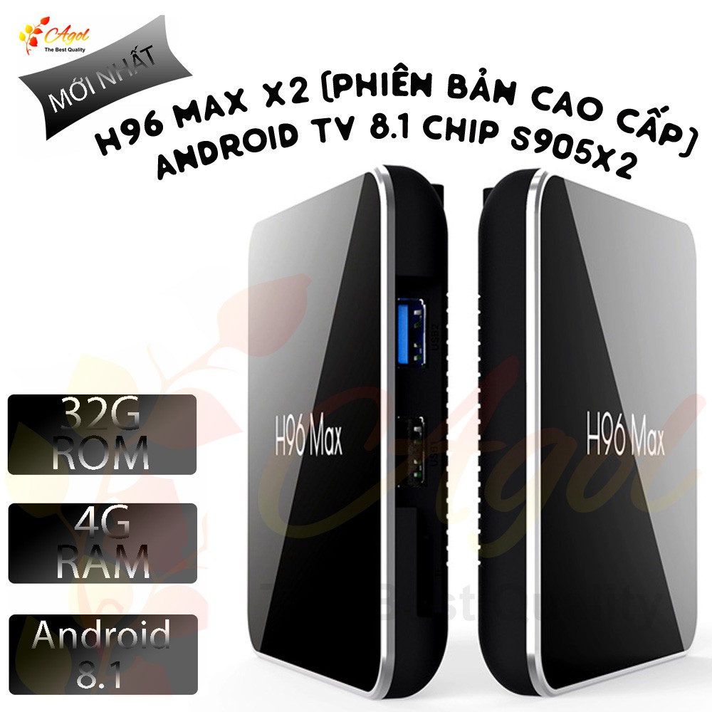 Android tivi box H96 MAX X2 pro Android TV 8.1 Chip S905X2 RAM 4GB bluetooth cài sẵn ứng dụng xem phim HD và truyền hình