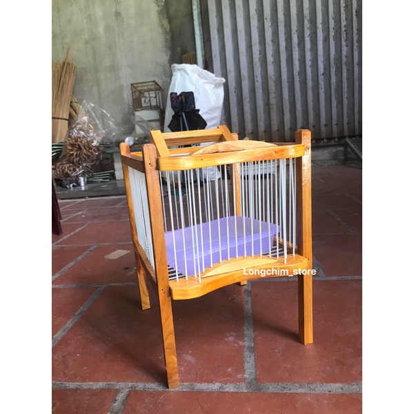 Lồng khuyên gỗ vàng nan cáp quang cao cấp siêu đẹp