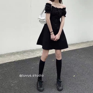 YEUI DRESS ( Váy trễ vai đen basic )