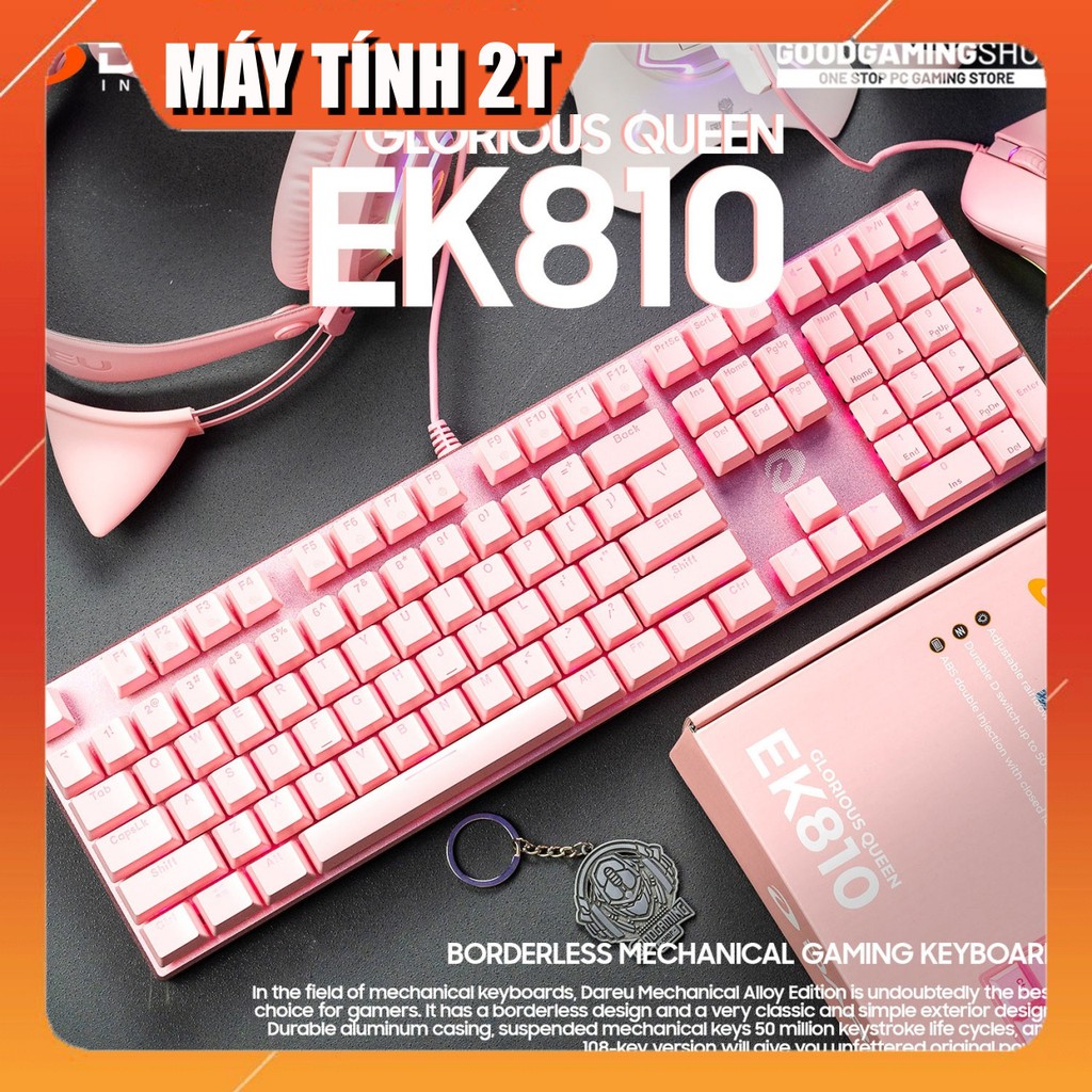 Bàn Phím Cơ Gaming DAREU EK810 PINK - Led Pink  - Bàn Phím Gaming Màu Hồng Chính Hãng- Máy Tính 2T