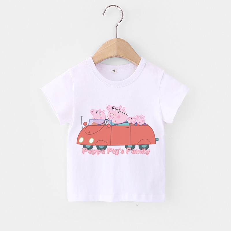 Áo thun chất liệu 100% cotton mềm hoạ tiết hoạt hình heo Peppa dành cho trẻ em 2021
