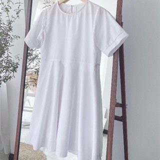 [V7687] Váy xoè cộc tay trắng