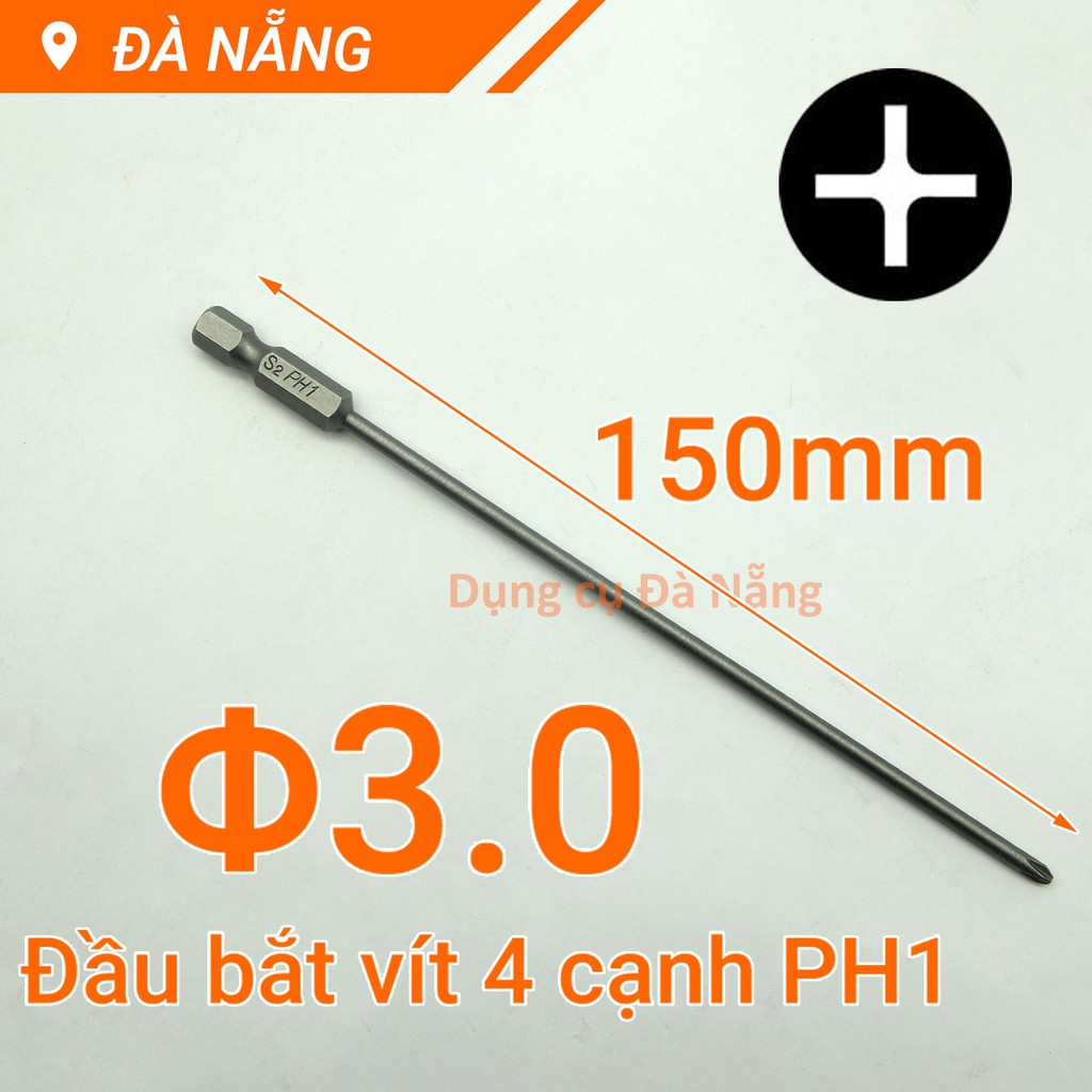 Đầu bắt vít 4 cạnh PH1 chuôi lục