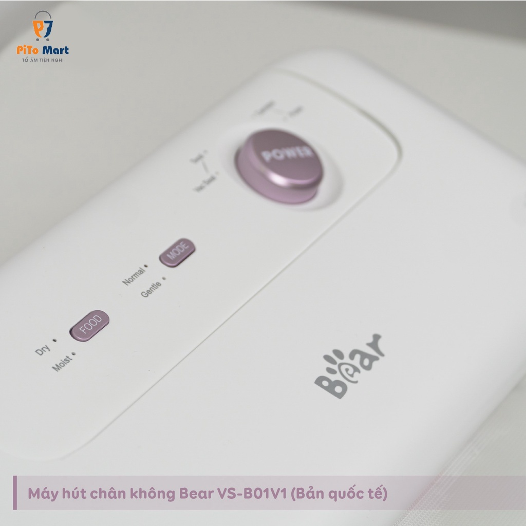 Máy hút chân không thực phẩm, Máy hút chân không mini Bear VS-B01V1 màu trắng công suất 130W hàn miệng túi tiện lợi